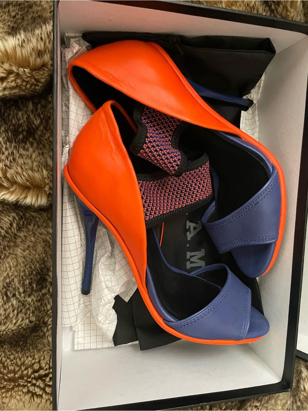 L.A.M.B. Blue & Orange Sky-High Heels